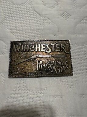 Winchester Repeating Arms Vintage Metal Belt Buckle - Brass Tone